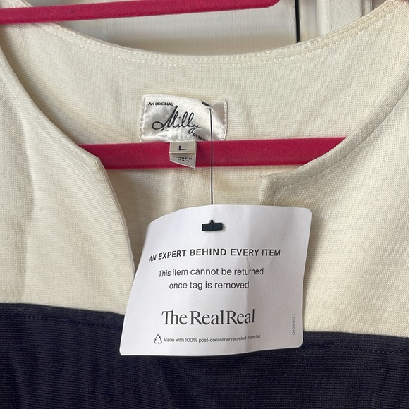 Milly of New York Dress Color Block Navy Cream Work Dress - Picture 2 of 7